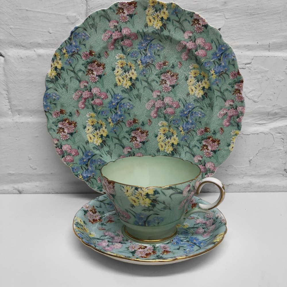 Shelley Ripon Shape, Melody Pattern  Antique Tea Cup and Plate